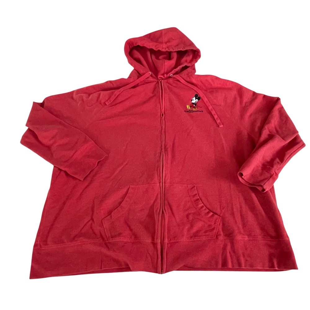 Disney Parks‎ Authentic Original Red Mickey Mouse Zip Up Hoodie Plus Size 3X